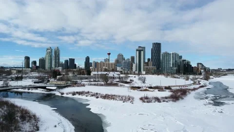 Calgary skyline with drone Stock Footage 171185642