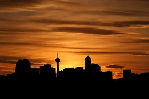 Calgary skyline at sunset Stock Illustration