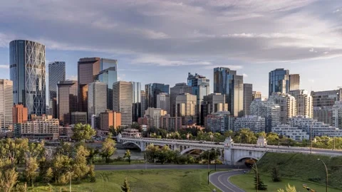 Calgary skyline sunset timelapse Stock Footage 134903454