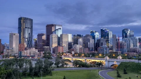 Calgary skyline sunset timelapse Stock Footage 150185176