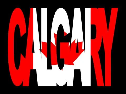 Calgary text with flag Stock Illustration