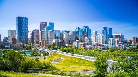 Calgary Time Lapse with Skyline and bridge 4K 1080p Stock Footage 78121032