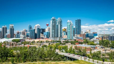Calgary time lapse of skyline with clouds 4k 1080p Stock Footage 78120992