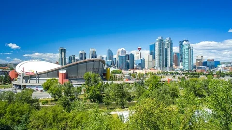 Calgary time lapse of skyline with clouds 4k 1080p Stock Footage 78121003