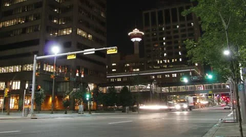 Calgary tower downtown pull Stock-Footage 11495544