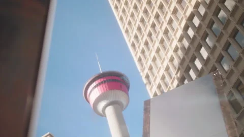 Calgary Tower in a mirror Stock Footage 246877638