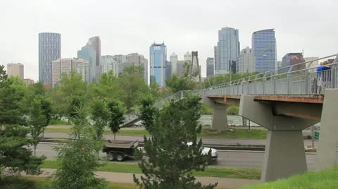 Calgary walking bridge wide Stock-Footage 11982159