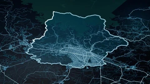 Cali Colombia Glowing Digital Map Animation 4K Stock Footage 337437205