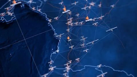 Cali map big data visualization. Futuristic map infographic of city in Colombia Stock Illustration