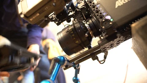 Calibrating lense on an Arri Alexa, changing the mattebox Stock Footage 88222814