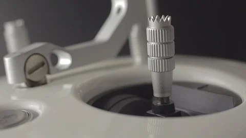 Calibrating stick of remote controller. Preparing a drone before flight. Close 库存影片 128630853