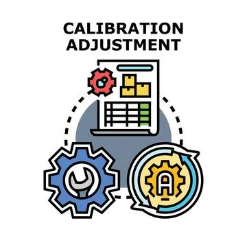 Calibration adjustment process with settings and results Stock Illustration