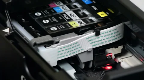 Calibration and parking the printer head with cartridges Stock Footage 35698592
