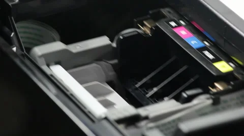 Calibration empty printer head at power on Stock Footage 34914482