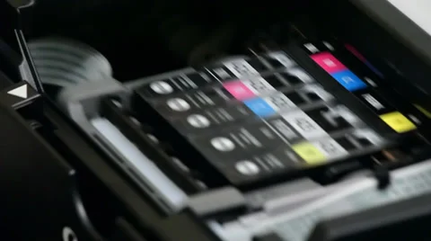Calibration filled printer head at power on Stock Footage 35099314