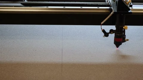 Calibration of a laser machine for cutting foam rubber Stock Footage 182895723