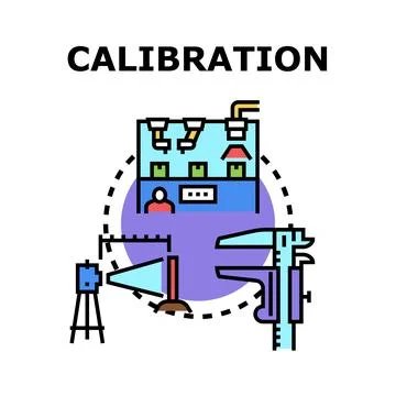 Calibration process verifying accuracy using precision instruments 스톡 일러스트