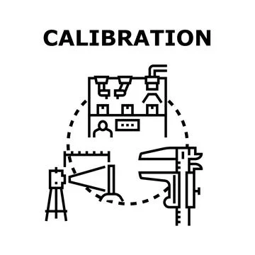 Calibration process verifying accuracy using precision instruments Stock Illustration