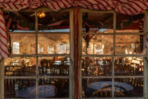Calico Ghost Town reflection in a window of a saloon Stock Photos