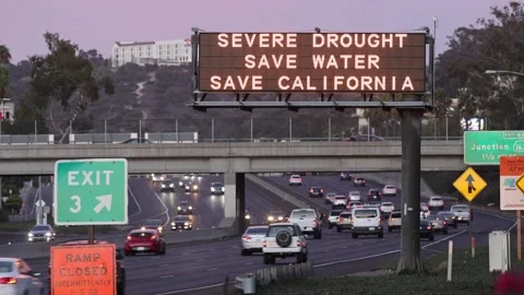 CalifDroughtFreewaySign1 Stock Footage 203974983