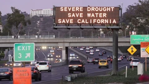 CalifDroughtFreewaySign2 Stock Footage 203974941