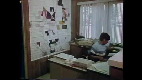 CALIFORNIA - 1977 - Computers are used to analyze data at a mechanized farm. Stock Footage 296405688