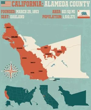 California: Alameda county map Illustrazione stock
