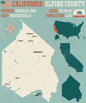 California: Alpine county map Stock Illustration