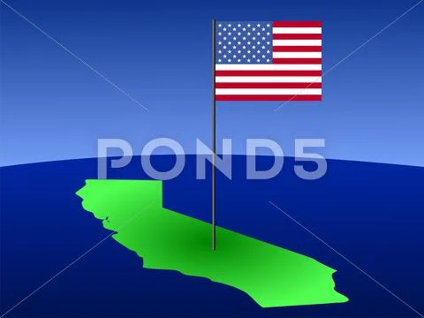 California with american flag Stock Illustration