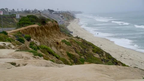 California  Another view of different cliffs along the ocean near Carlsbad Stock Footage 244683516