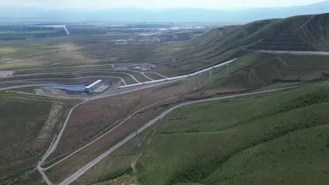California Aqueduct and Large Scale Farmland Drone Aerial Footage Stock Footage 335400545