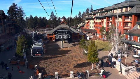 California. Arriving at end point Heavenly cable car station. Vídeos de archivo 121140407