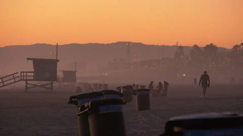 California Beach at Dusk Video stock 140547481