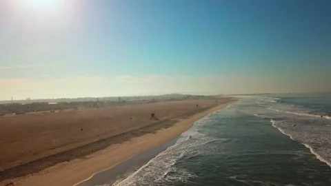 California Beach Ocean Side Waves Bay Beach Aerial 4K Stock Footage 154601997