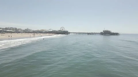 California Beach with Pier in background Stock Footage 172226532