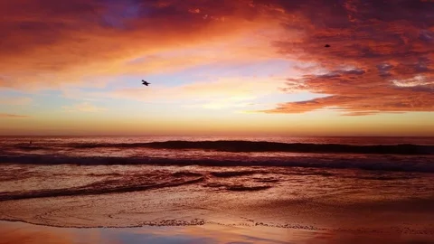 California beach sunset Stock Footage 122476987