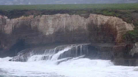 California Cliffs 01 - huge wave crashes Stock Footage 10830982