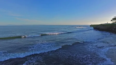 California Coast surfers at Santa Cruz Stock Footage