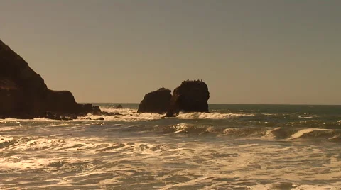 California Coast - Waves by Sunset Stock Footage 41383937
