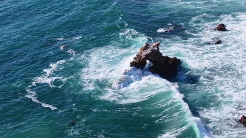 California coastline with rough waves and rocky shore. Stock Footage 339640906