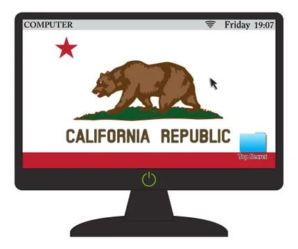 California Computer Flag With On Button Stock Illustration