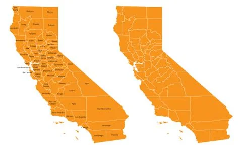 California county map Stock Illustration