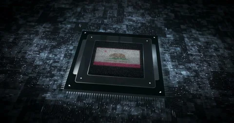 California flag on computer cpu Stock Footage 330464236