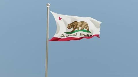 California flag on flagpole. CA flag fluttering in the wind. USA. Video stock 171528129