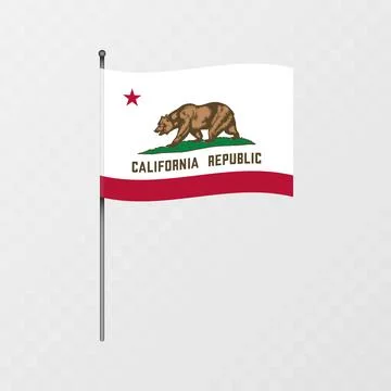 California flag on flagpole. Vector illustration. Stock Illustration