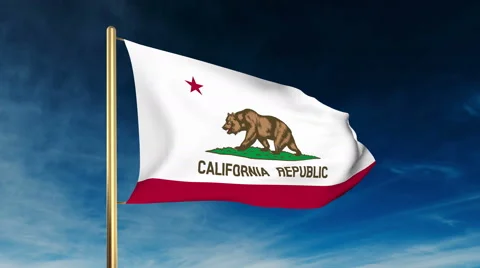 California flag slider style. Waving in the win with cloud background animation Video stock 48158317