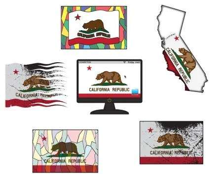 California Flag Variations Stock Illustration
