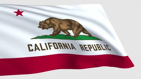 The California flag waves on a transparent background. Stock Footage 321814573