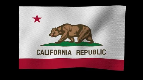 California flag waving in wind on alpha channel Vidéo 88458384