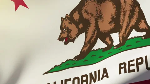 California flag waving in the wind. Looping sun rises style.  Animation loop Stock Footage 48158341